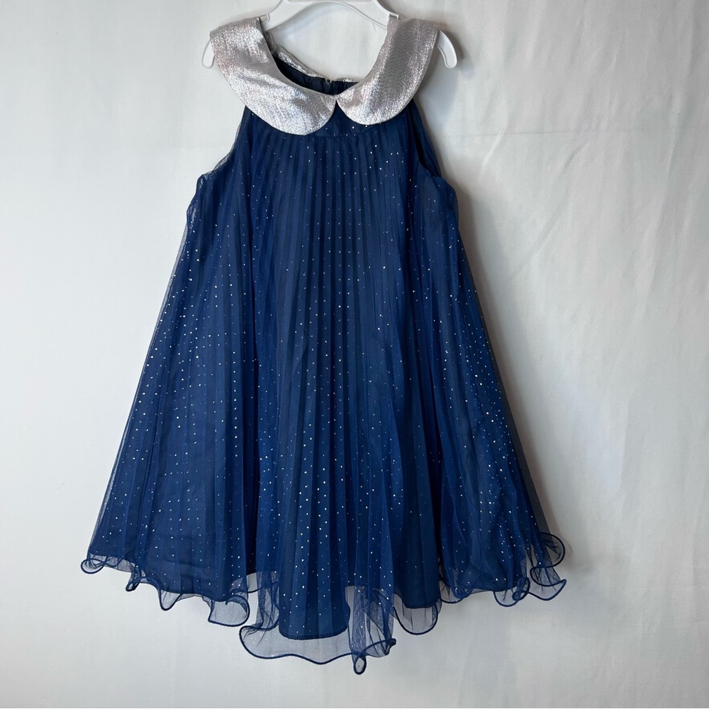 Bonnie Jean Navy and Silver Formal Kids Girl’s Shimmer Dress Size 4T
